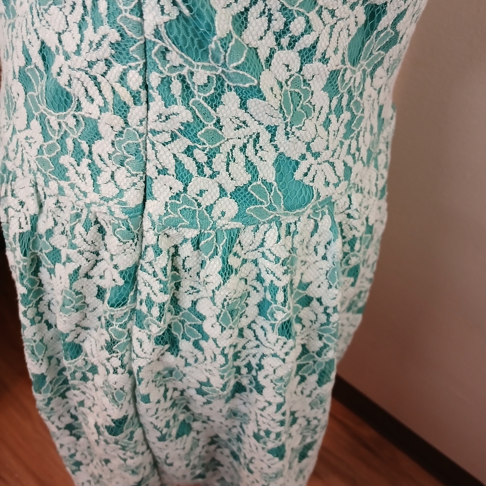 Cynthia Rowley Teal Floral Lace Dress – Small - Picture 13 of 14